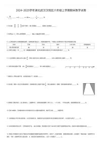 2024~2025学年湖北武汉汉阳区六年级上学期期末数学试卷（有答案解析）