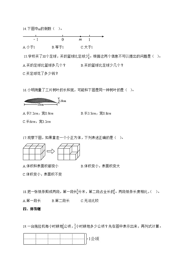 2025—2026学年安徽省合肥市瑶海区苏教版六年级上学期期中测试数学试卷第3页