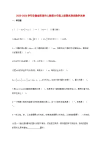 2025—2026学年安徽省芜湖市人教版六年级上学期期末数学检测试卷