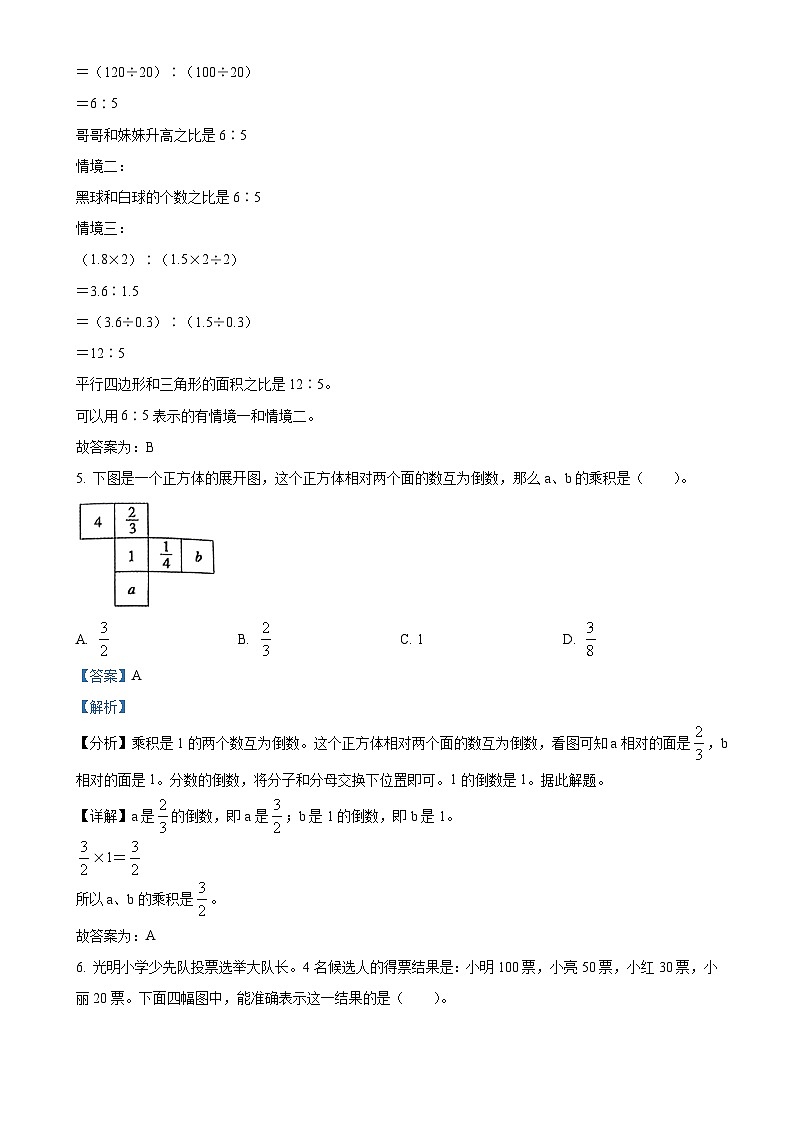 2024-2025学年安徽省宣城市人教版六年级上册期末测试数学试卷(解析版)-A4第3页