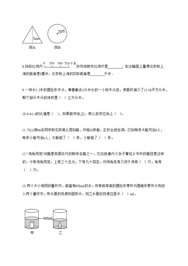 【小升初】2025-2026学年江苏省南京市江宁区苏教版六年级下册期中测试数学试题(含答案)第2页