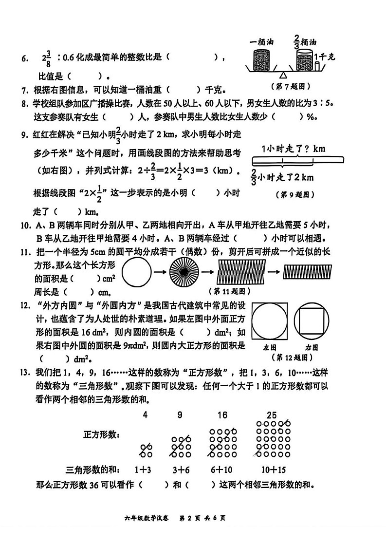 湖北省武汉市东西湖区2024-2025学年六年级上学期期末数学试题第2页