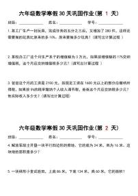 六年级数学寒假作业每日一练30天含答案