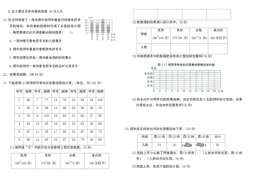 2025-2026年苏教版四年级数学上册第四单元核心素养评价卷(含答案)第2页