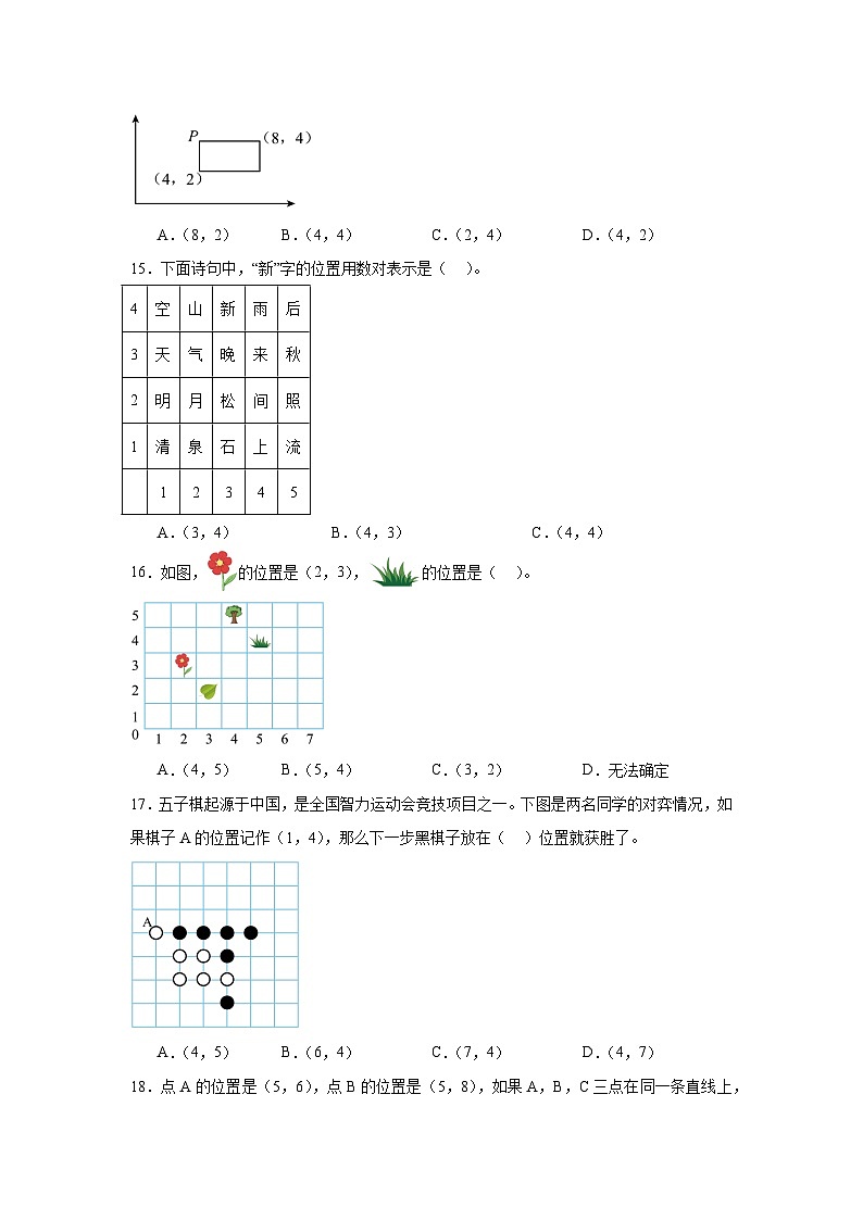 (期末考点)第2单元 位置 专项01 选择题-2025-2026学年五年级数学上册期末复习培优精练人教版(含答案解析)第3页