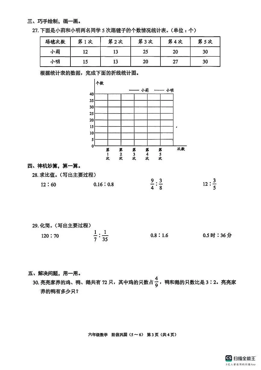 广东省深圳市福田区2025-2026学年六年级上学期月考数学试卷第3页