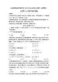 山东省泰安市东平县2025-2026学年六年级（五四制）上学期11月期中数学试卷（学生版）