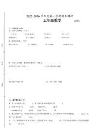 苏州市2024-2025学年五年级第一学期期末调研数学试卷(有答案)