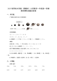 2025秋西南大学版（新教材）小学数学一年级第一学期期末模拟试题及答案