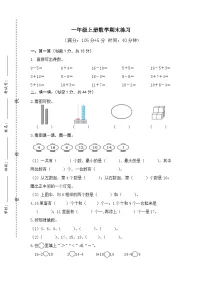 苏教版数学一年级上册期末练习(含答案)