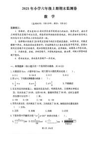 四川省达州市2025-2026学年六年级上学期期末数学试卷（无答案）