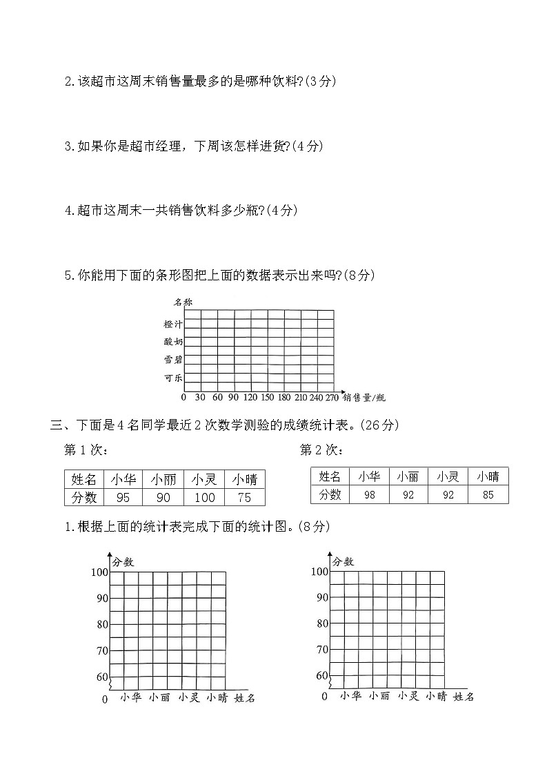 寒假巩固测试卷-统计与数学广角(单元测试)2025-2026学年四年级数学上册人教版(含答案)第2页