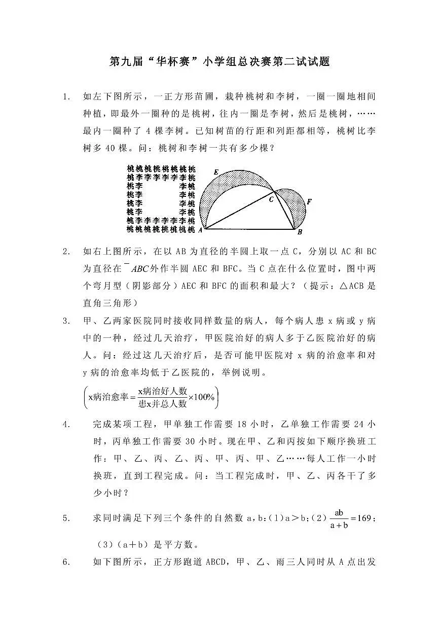 第九届华罗庚金杯少年数学邀请赛小学组试题及参考答案总决赛2第1页