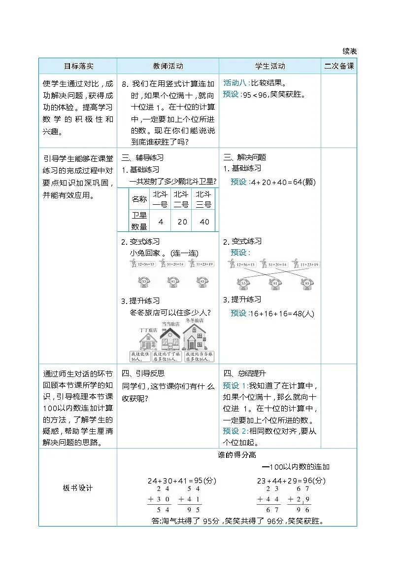 第一单元 100以内数加与减(三) 单元整体(教学设计)-2025-2026学年二年级下册数学北师大版(2024)第3页