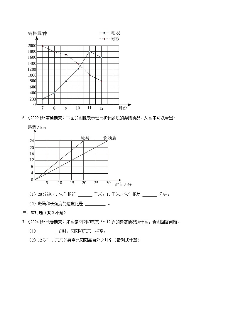 7.1.2复式折线统计图(练习 含解析-学困生)2025-2026学年小学数学五年级下册同步分层 人教版第3页