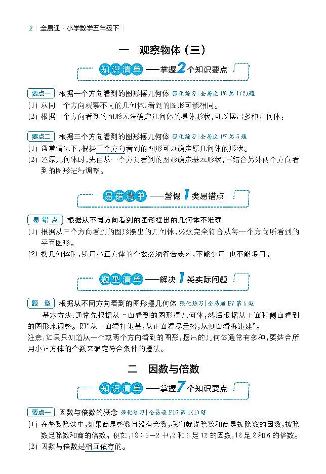 五年级下册人教版数学【知识清单】 学案第1页