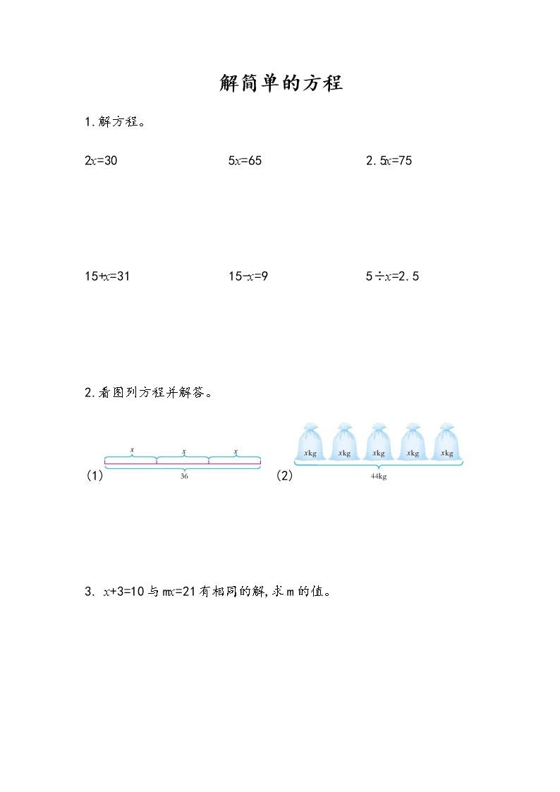 5.2.6 《解简单的方程》 同步练习01