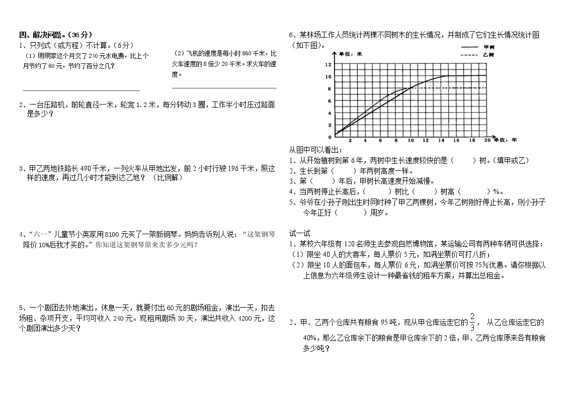 人教版數學小升初試卷(四)02