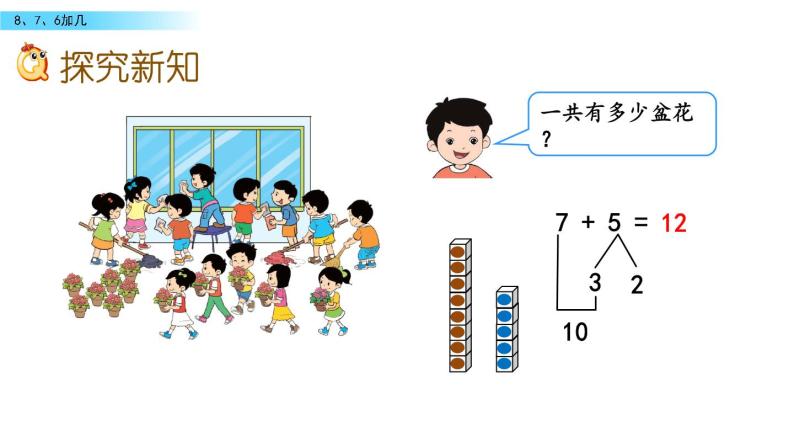 北京版数学一年级上册第九单元第3课时《8、7、6加几》课件04