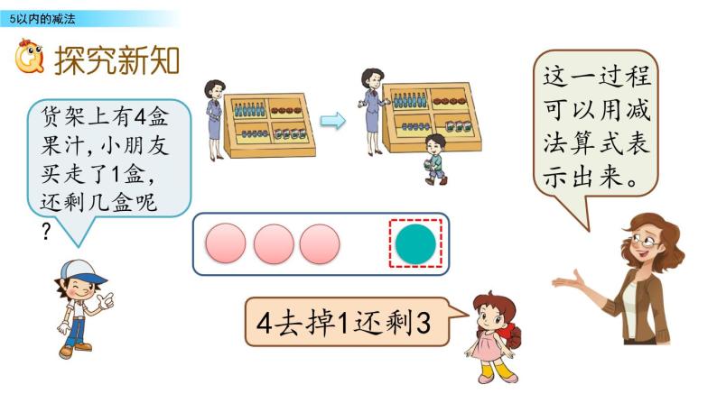 北京版数学一年级上册第五单元第4课时《5以内的减法》课件03