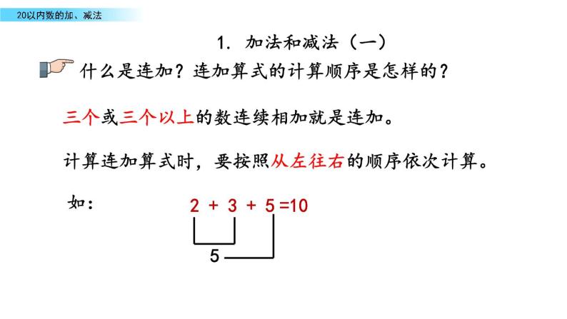 北京版数学一年级上册第十单元第2课时 《20以内数的加、减法》课件08