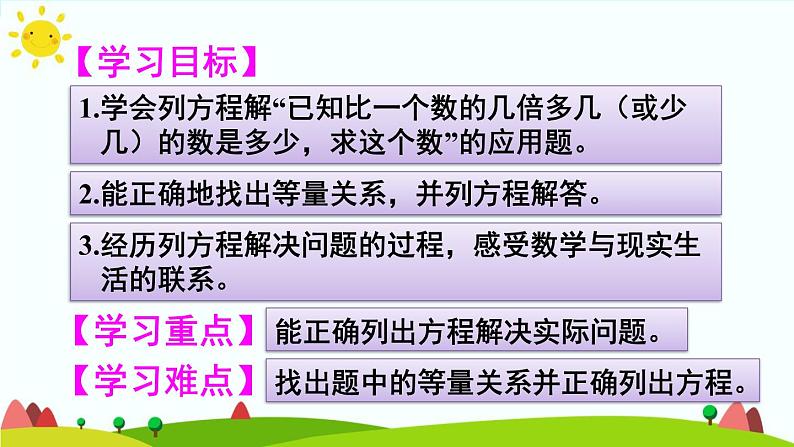 【精品课件】人教版 五年级上册数学 第5单元 简易方程 5.3实际问题与方程(一)(第2课时)第2页