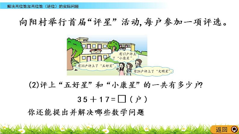 7.4《解决两位数加两位数(进位)的实际问题》PPT课件 西师大版数学小学一年级下册03