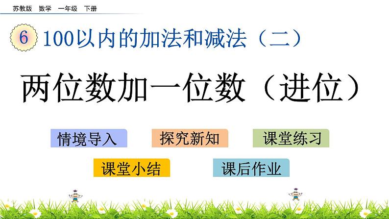 6.1《两位数加一位数(进位)》PPT课件 苏教版数学小学一年级下册第1页
