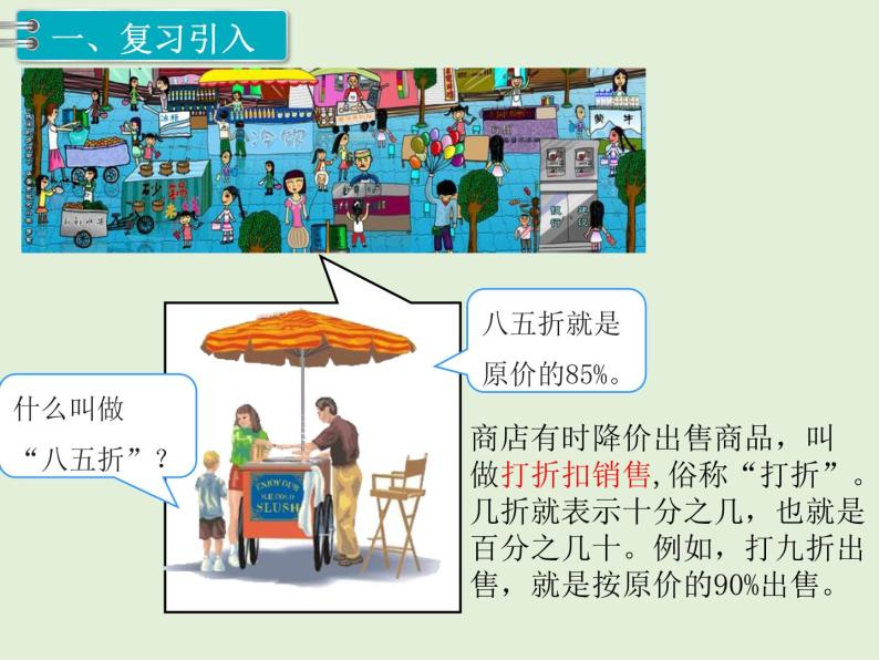 小学数学人教版六年级下册2 百分数(二)折扣教学演示课件ppt