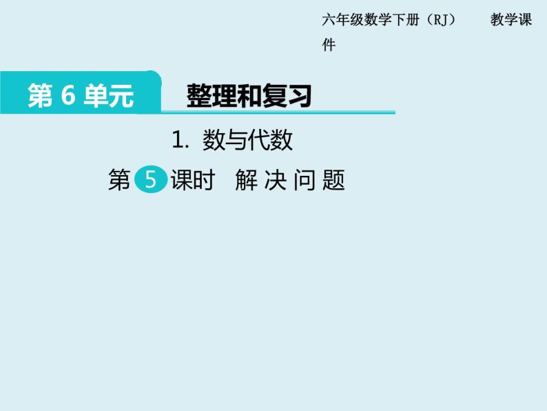 【精品】人教版小学数学六年级下册 第六单元 1.数与代数 第5课时 解决问题 PPT课件01