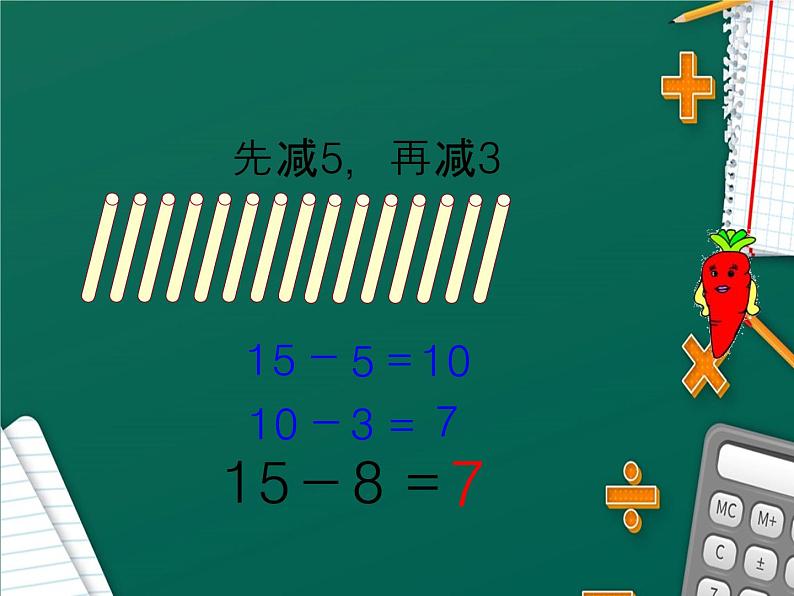 苏教版一年级下册数学第2课时 《 十几减8、7》PPT课件第7页