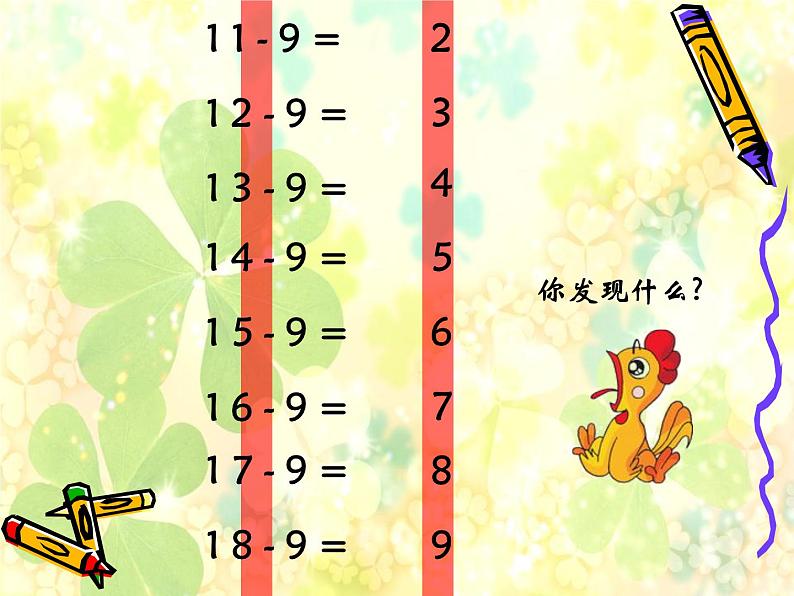 一年级下册数学优秀课件-1.1.20以内的退位减法7《20以内的退位减法复习》苏教版(2014秋) (共16张PPT)03