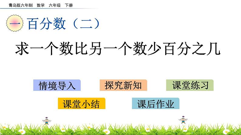 1.2《求一个数比另一个数少百分之几》PPT课件 青岛版(六三制)版 六年级数学下册01
