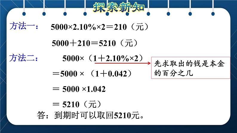 人教版六年级数学下册 第2单元 百分数(二)第4课时 利率(授课课件)08