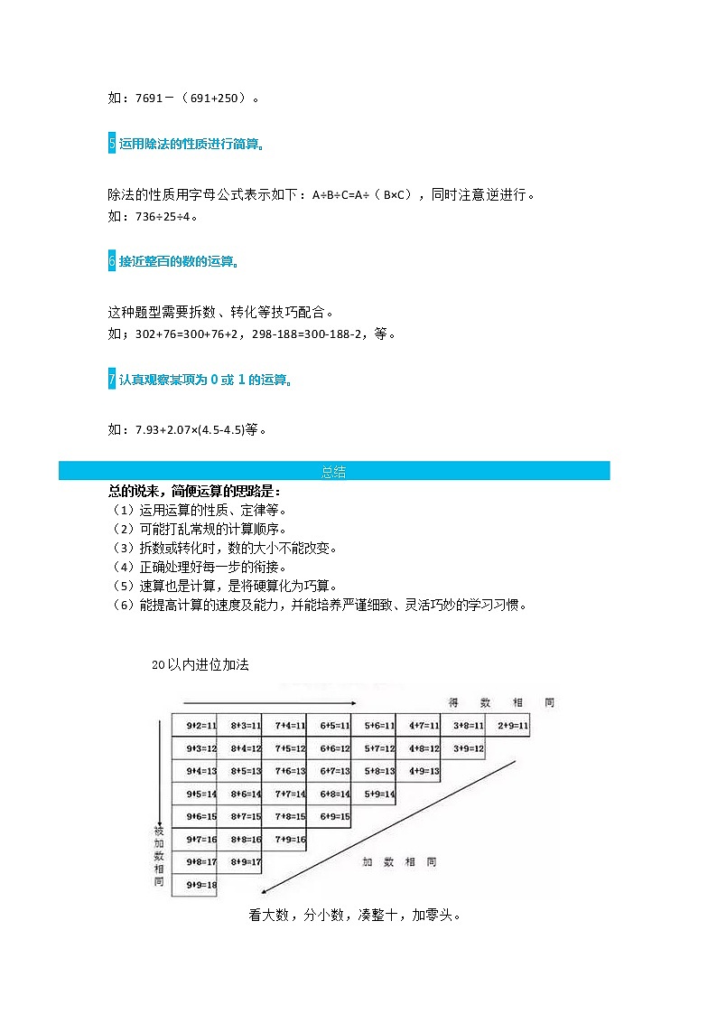 人教版二年级数学下册简算技巧顺口溜 学案02