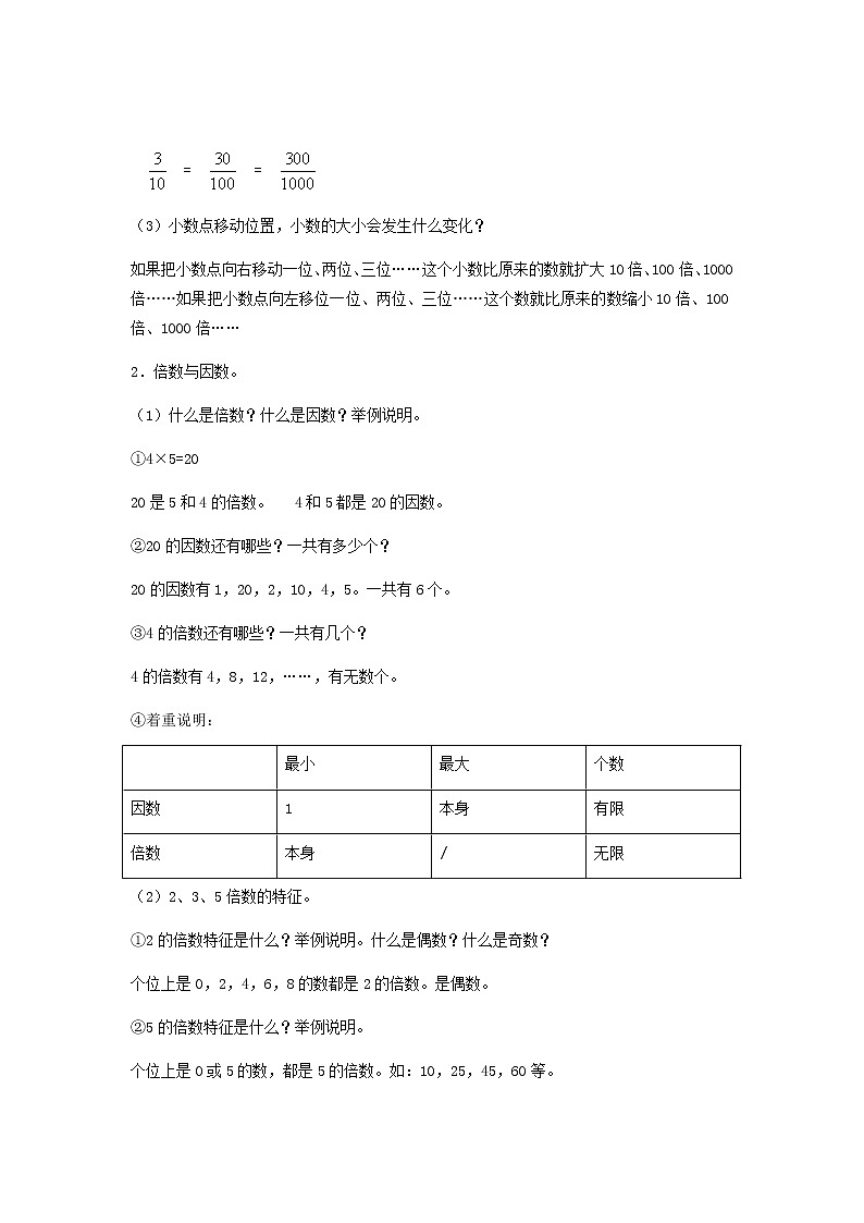 人教版数学六年级下册:第一部分 数与代数 数的认识(二)复习教案02