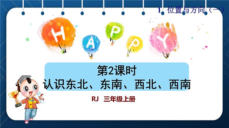 人教版三年级数学下册 第1单元 位置与方向(一)第2课时 认识东北、东南、西北、西南(授课课件)第1页