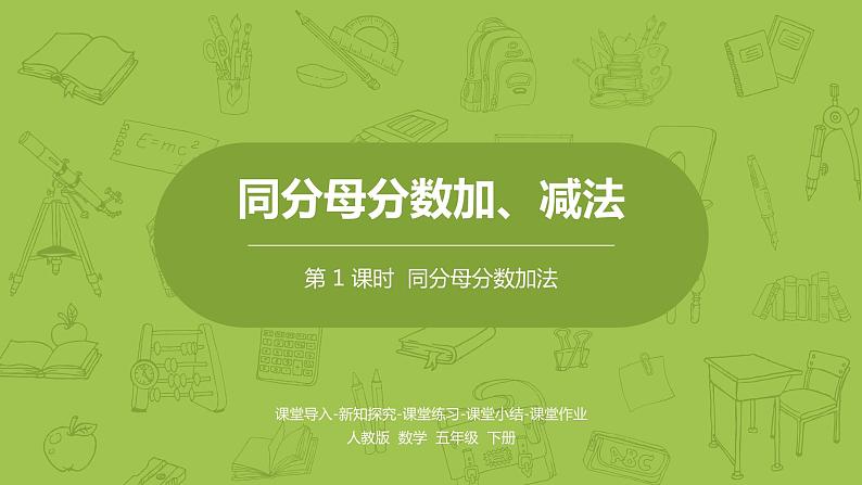 人教版五年级数学下册 第六单元 同分母分数加法课时1(PPT课件)第1页