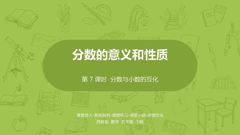 苏教版五年级数学下册 第四单元第7课时 分数与小数的互化(PPT课件)第1页