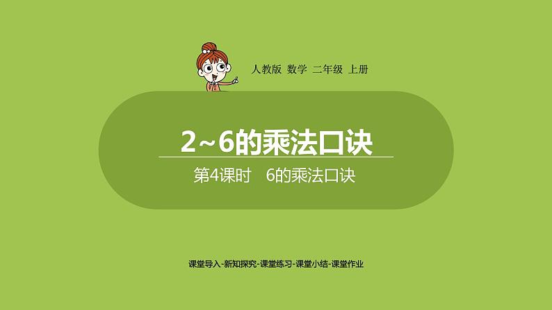 人教版教学二年级上册 第4单元 表内乘法(一)2-6的乘法口诀 第四课时 6的乘法口诀课件01