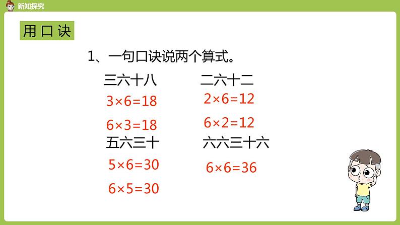 人教版教学二年级上册 第4单元 表内乘法(一)2-6的乘法口诀 第四课时 6的乘法口诀课件08