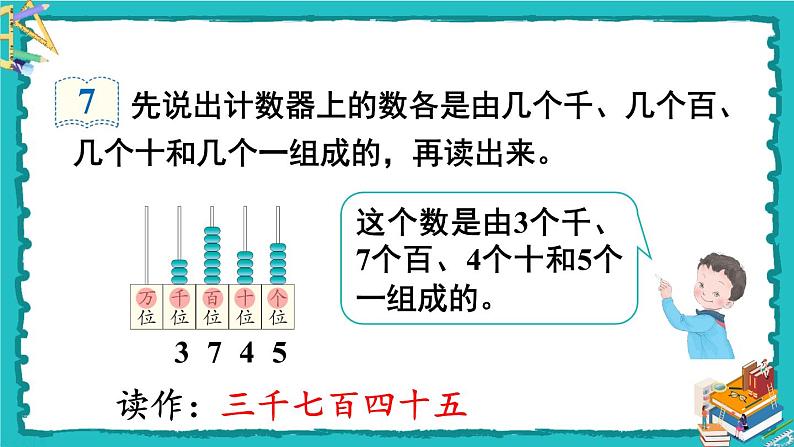 人教版二年级数学下册 7 万以内数的认识 第五课时 10000以内数的读法 课件05