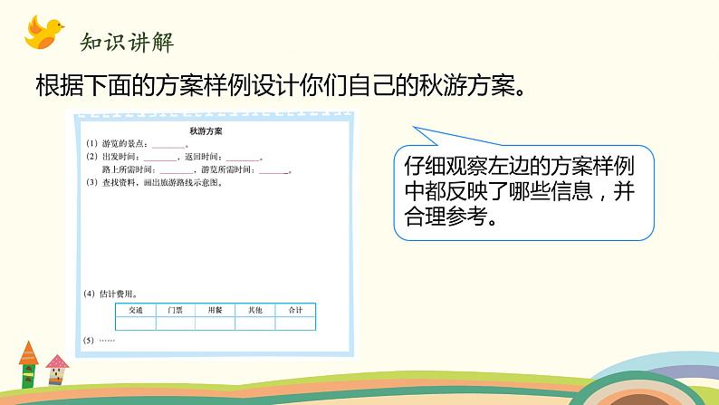 北师大版数学五年级上册 1 《设计秋游方案》PPT课件第5页