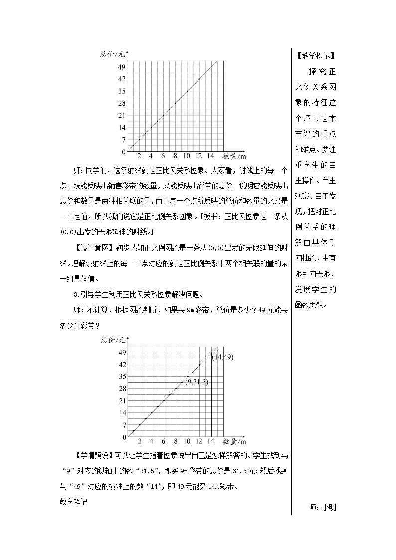 【精品】人教版六年级下册数学 第4单元比例2正比例和反比例第2课时正比例关系图象教案03