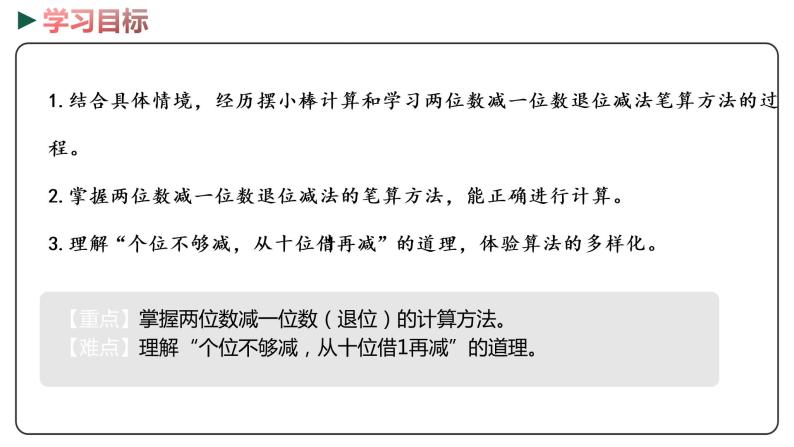 冀教版数学一年级下册 5.9《 两位数减一位数（退位）》PPT课件02