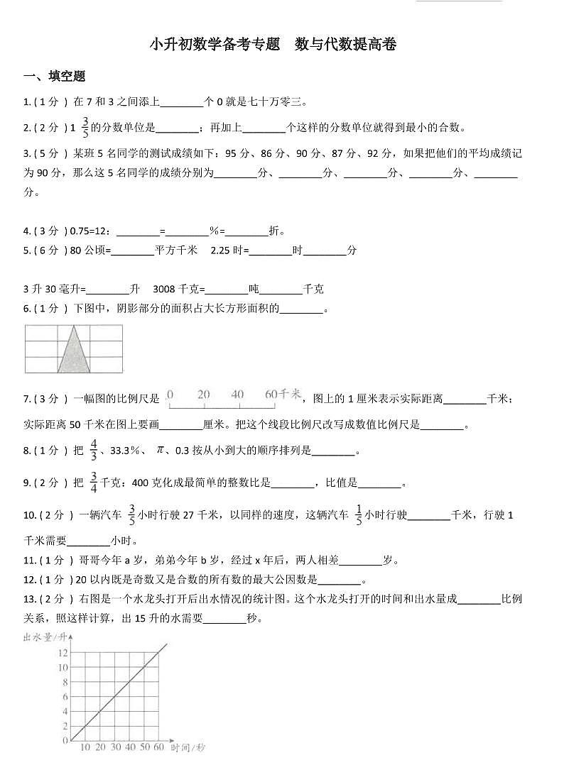 小升初数学专题  数与代数提高卷01