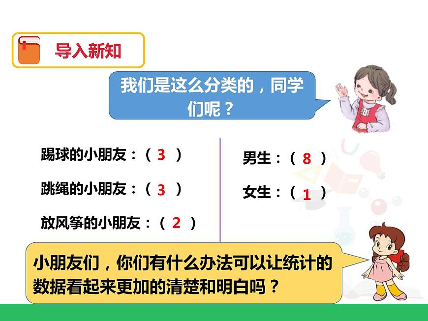人教版小學(xué)數(shù)學(xué)一年級下冊第三單元 分類與整理 第二課時 課件第3頁