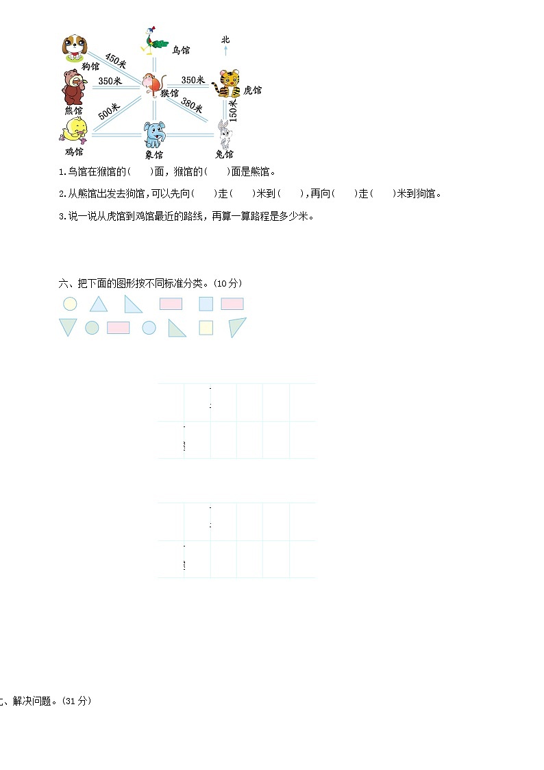 2020年 小学数学苏教版二年级下册 期末测试卷及答案(一)02