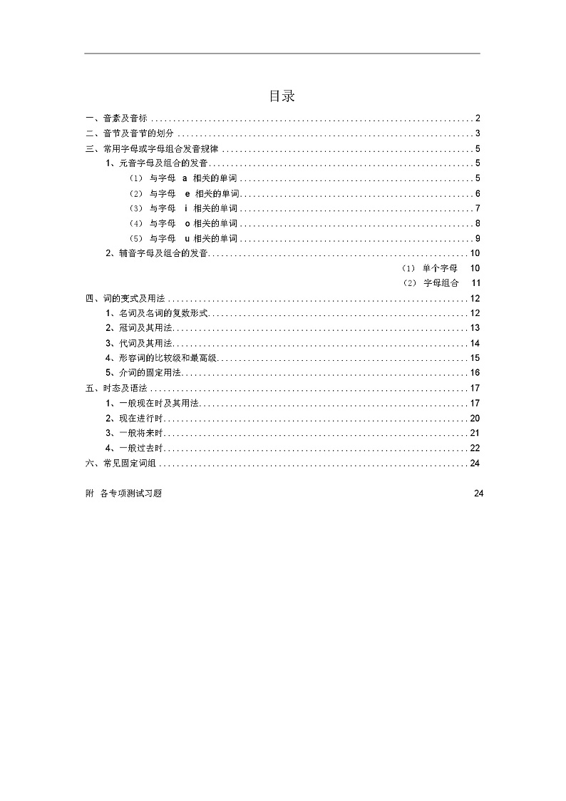 人教版小学英语语法知识点大全01