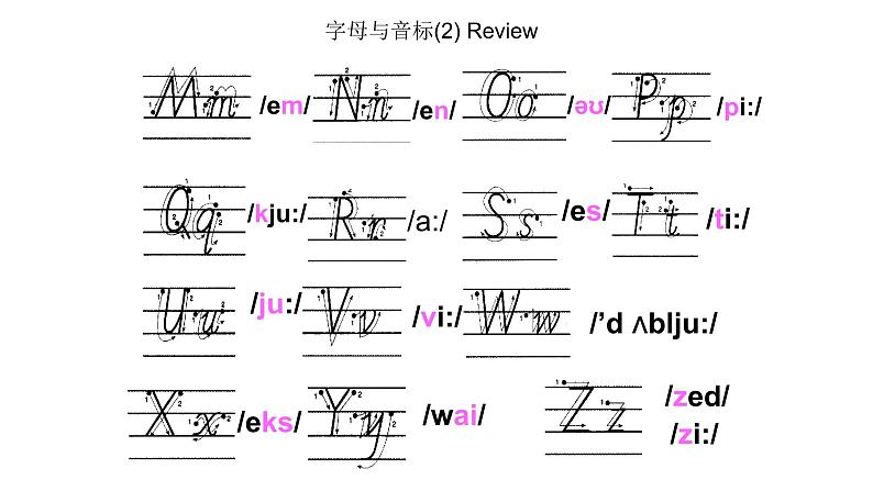 通用版英语26个英语字母认读及字母音标的认读练习PPT课件+教案08